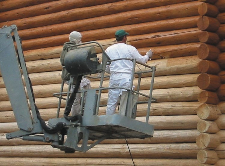 Stain Application On Fork Lift